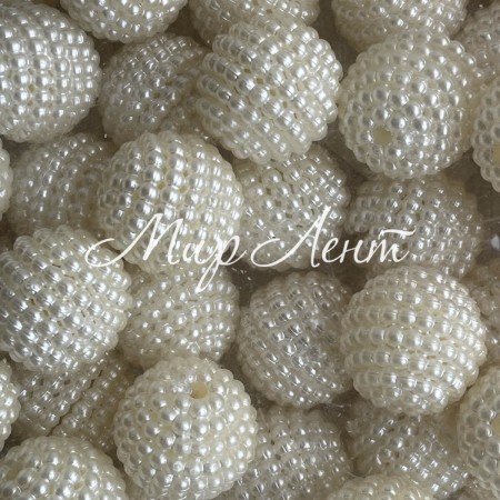 Бусина в пупырышку (круглая), 18 мм, молочная, упаковка 500 г