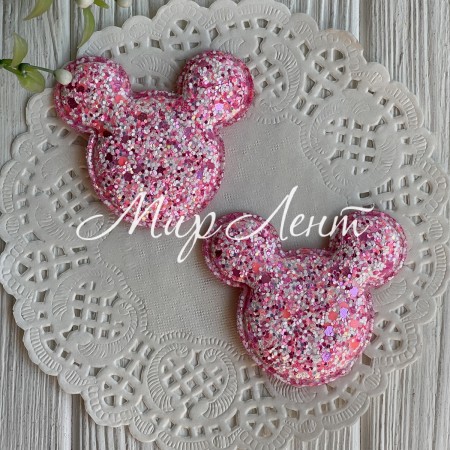 Аппликация Микки с цветной мозаикой, 6х5,5 см, малиновая, упаковка 20 шт.