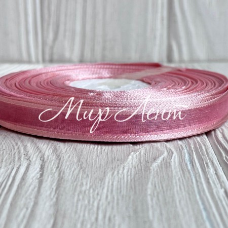 Органза с атласным кантом, 1,2 см, пудровая, рулон 45 м