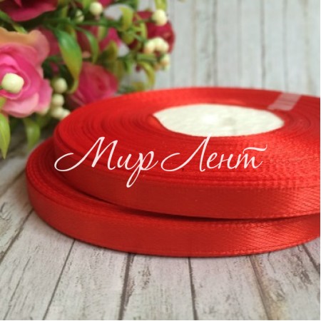 Атлас 0,6 см, червоний, рулон 33 м