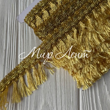 Тесьма с бахромой (D30056), 5 см, золото, рулон 13 м