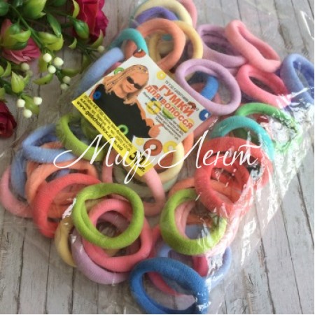 Резинка Калуш (велюрчик), 3,5 см, Микс (пастельные тона), упаковка 50 шт.