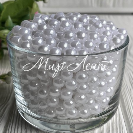 Перли, 8 мм, білий (пластик), упаковка 500 г