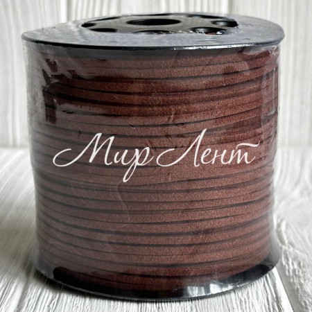 Кожаный шнур, 0,26х1,4 мм, шоколадный, рулон 90 м 