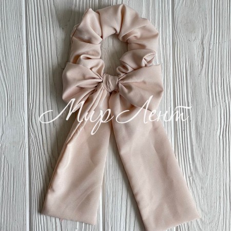 Резинка Твилли жатка с бантом однотонная, 27 см, бежевый, шт.