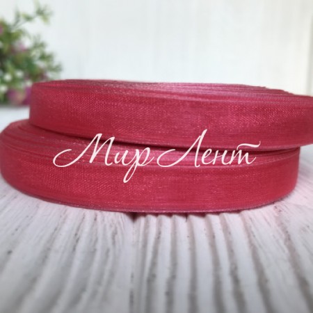 Органза 0,6 см, коралловый, рулон 45 м