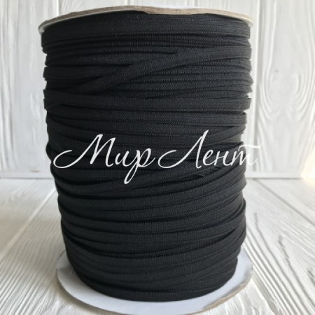 Гумка плоска еластична, 6 мм, чорний, рулон 200 м