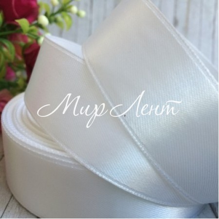 Атлас 2 см, белый, рулон 33 м