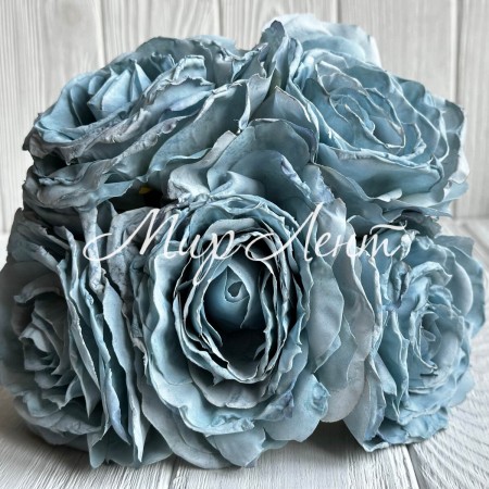 Букет китайской розы, 11х30 см, голубой, букет 5 шт.