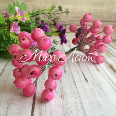 Ягодки в сахаре, 11 мм, ярко-розовые, упаковка 400 ягод