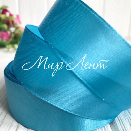 Атлас 2,5 см, небесно-голубой, рулон 33 м, УПАКОВКА 5 рулонов