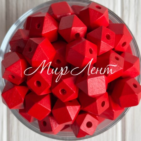 Деревянные бусины куб, 16 мм, красные, упаковка 500 г