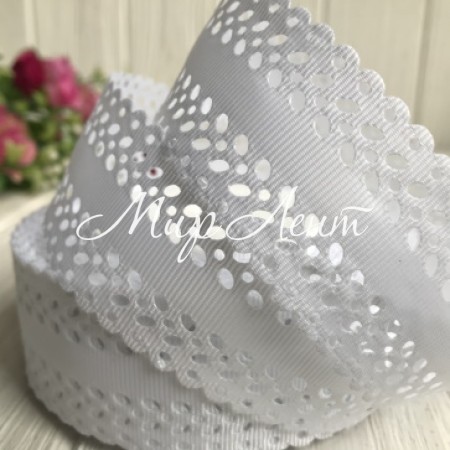 Репс 3,5 см, листик перфорация, белый, рулон 20 м