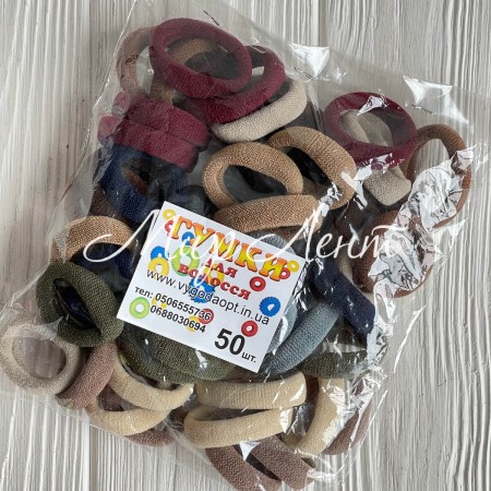 Резинка нейлон, 3 см, бежево-бордовий мікс, упаковка 50 шт.