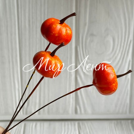 Гарбуз маленький на проволоці, 3 см, помаранчева, упаковка 100 шт.