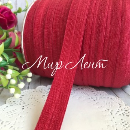 Бейка стрейчевая (shine), 1,5 см, бургунди, рулон 50 м