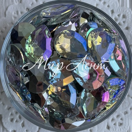 Стразовый камень капля с выпуклым дном, 18х25 мм, перламутр, упаковка 200 шт.