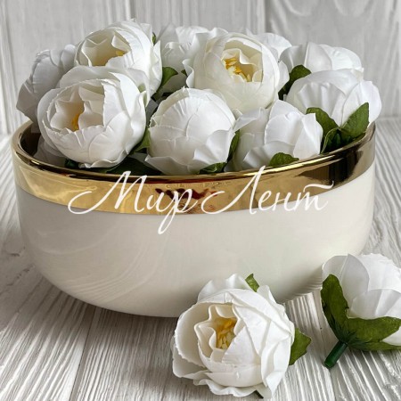 Бутон пиона, 4 см, белый, упаковка 20 шт.