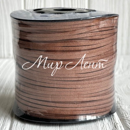 Кожаный шнур, 0,26х1,4 см, кофейный, рулон 90 м 