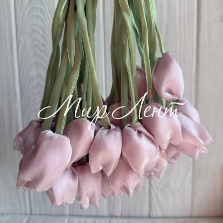 Тюльпаны из органзы, 42 см, бежево-серые, упаковка 20 шт.