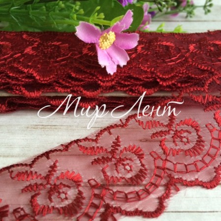 Кружево яблочко, 4,5 см, бургунди, рулон 9 м