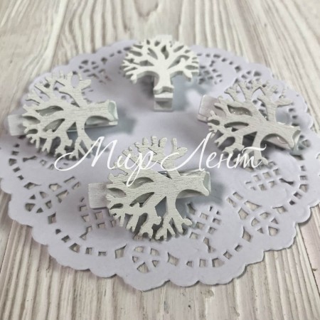 Прищепка-декор, 3,5х3 см, белое дерево, упаковка 12 шт.