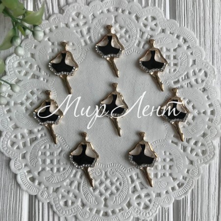 Серединка металл балерина, 32 мм, черный, упаковка 10 шт.