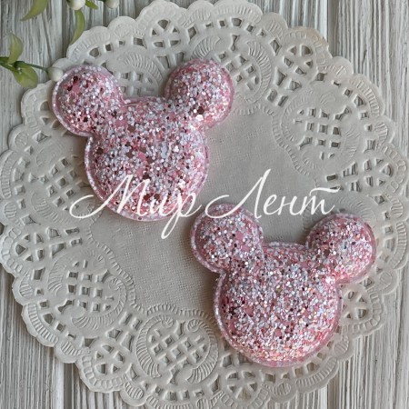 Аппликация Микки с цветной мозаикой, 6х5,5 см, светло-розовая, упаковка 20 шт.