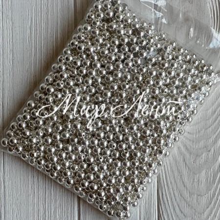 Намистини гальваніка, 10 мм, світле срібло, упаковка 500 грам
