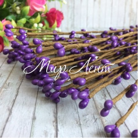 Декоративная ветка с тычинками, 40 см, фиолетовый, упаковка 100 шт.