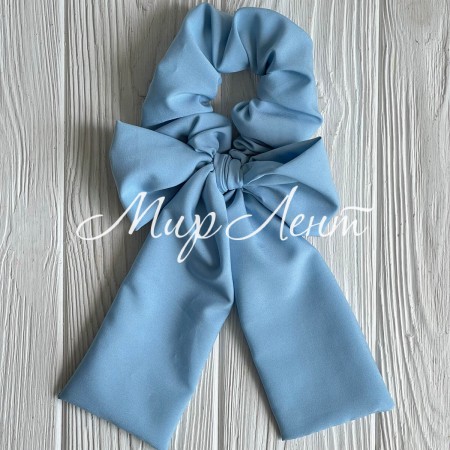 Резинка Твилли жатка с бантом однотонная, 27 см, голубой, шт.