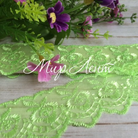 Кружево яблочко, 4,5 см, салатовое, рулон 9 м