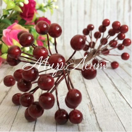 Калина глянцевая, 8 мм, бордовая, упаковка 500 шт.