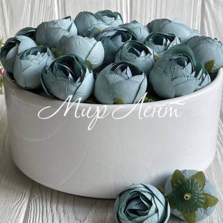 Бутон ранункулюса, 4 см, серо-голубой, упаковка 25 шт.
