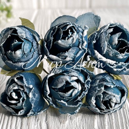 Піон тканевий з білим кантом, 3,5 см, темно-бірюзовий, упаковка 48 шт.