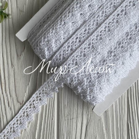 Кружево вязане Вікі (D030030), 2,2 см, біле, рулон 45 м