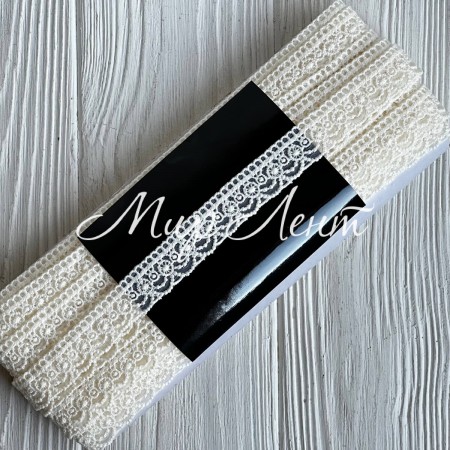 Мереживо органзове (D30106), 2 см, молочне, рулон 13 м