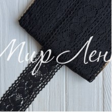 Кружево вязаное (D30256), черное, 6,5 см, рулон 23 м