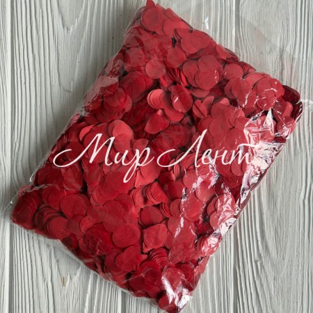 Наполнитель конфети (кружочки), 12 мм, красный, упаковка 100 г 