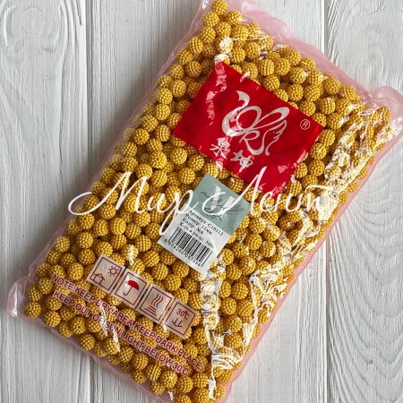 Бусина в пупырышку круглая матовая, 12 мм, желтая, упаковка 500 г